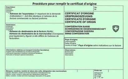 certificat d'origine